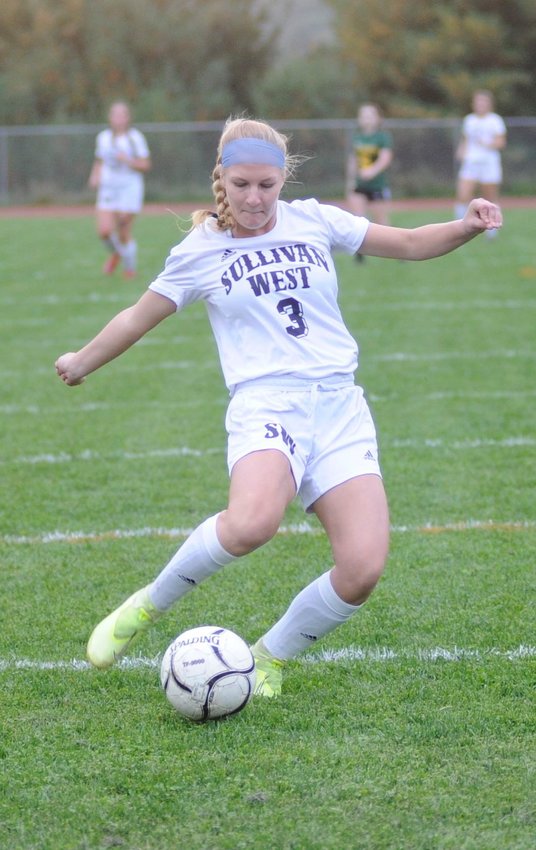 Multi-sport scholar-athlete. Sullivan West’s Abby Patucki advances the ball in a match against rivals Eldred. She also excels in track and field.
